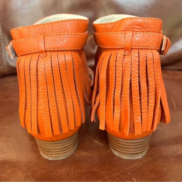 Michael Kors Leather & Ankle Strap & Fringe & Low Wedge Sandals - Picture 6 of 14